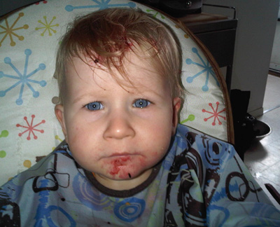 [ Morgan gets into the blackberries ]