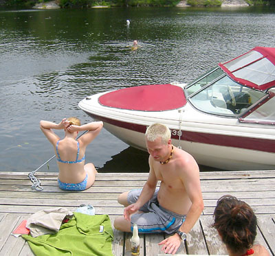 [ Swimming off the dock ]