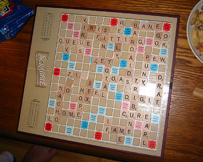 [ Scrabble game with all tiles used ]