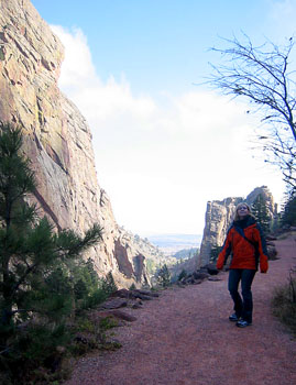 [ Janice starts up the trail ]