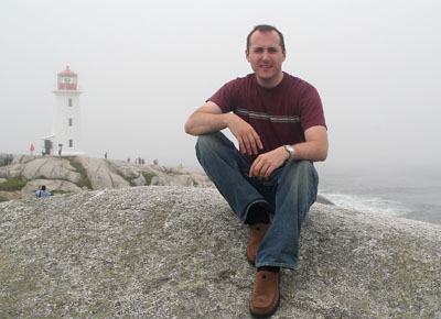 [ My looking weird in front of the Peggy's Cove lighthouse ]