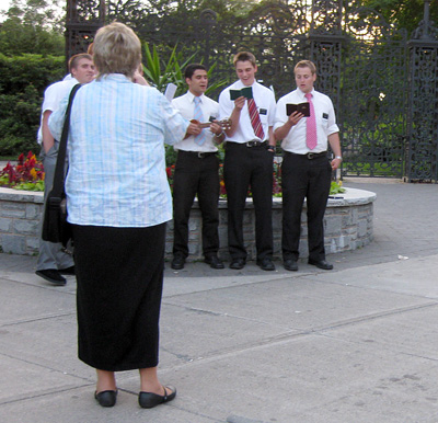 [ Mormon boys singing ]