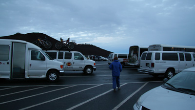 [ Bicycle tour vans at Haleakala ]