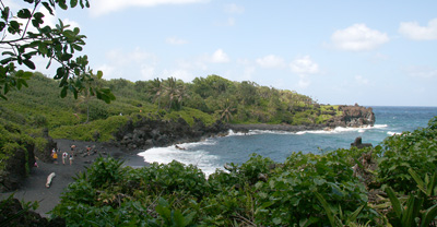 [ Black sand beach on Maui ]