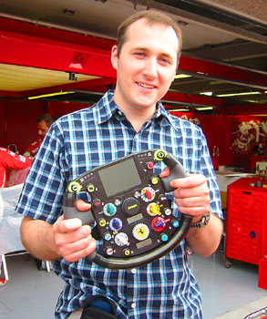 [

Holding Rubens' F1 steering wheel ]