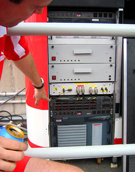 [

Equipment rack on the pit wall ]
