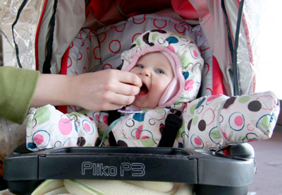 [ Morgan eating Cheerios ]