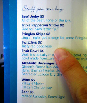 [ Westjet menu ]