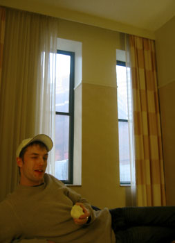 [ James strikes a pose ]