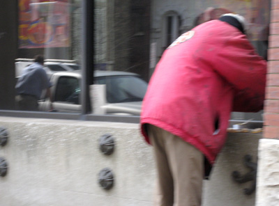 [ Homeless man makes canapes ]