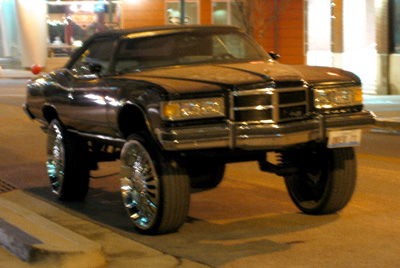 [ Hoopty outside the hotel ]