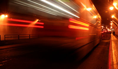 [ Bus in the Stockton tunnel ]