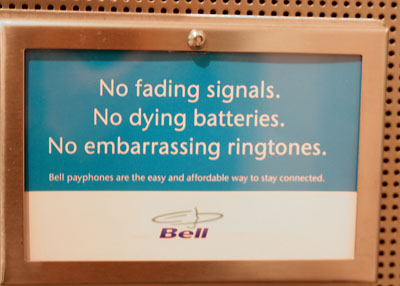 [ Bell payphone promotional sign ]