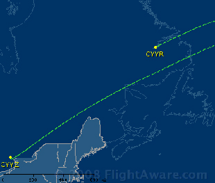 [ Our diverted route  the Atlantic Ocean ]