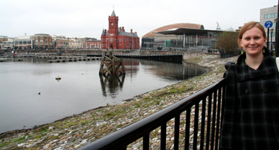 [ Emma on the Cardiff waterfront ]